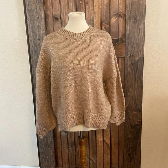 And the Why Bronze Metallic Leopard Sweater women’s Size  S/M - Picture 1 of 8